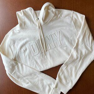 DKNY Cream Hooded Pullover Sweatshirt
